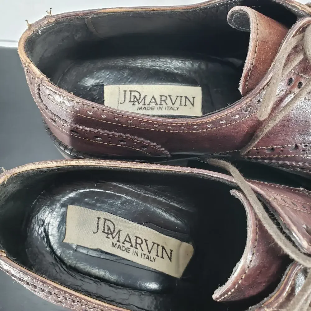 JD Marvin Made in Italy Men's Brown Vibram Oxford Shoes Size 43 EU